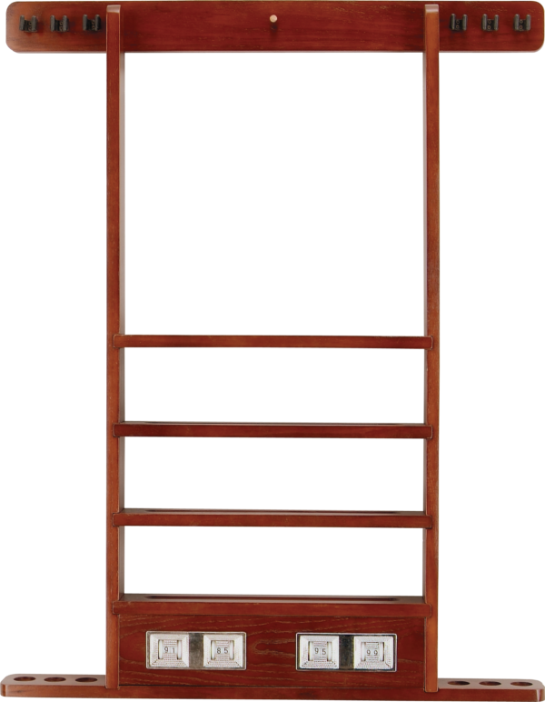 Score Counter Deluxe 6 Cue Wall Rack - Chocolate